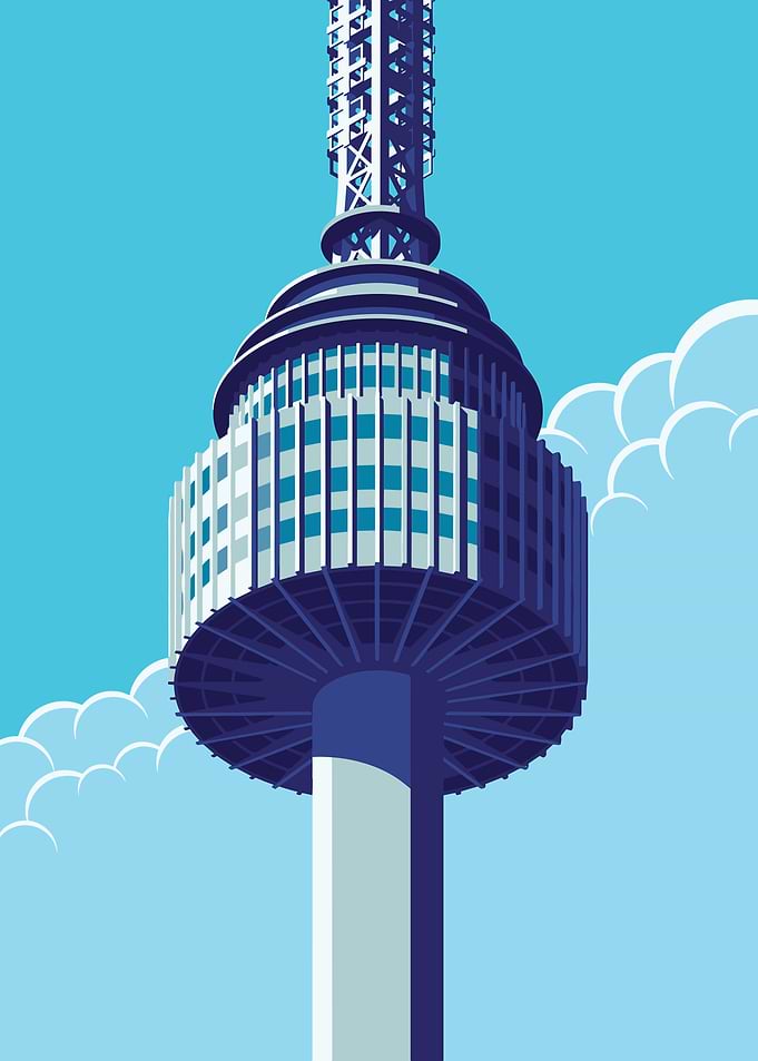 Tower in Blue Sky with Clouds