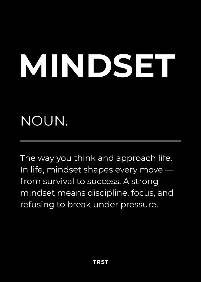 Mindset – Minimalist Black & White Motivational Definition Wall Art