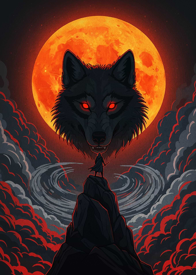 Wolf, Warrior, and the Crimson Moon