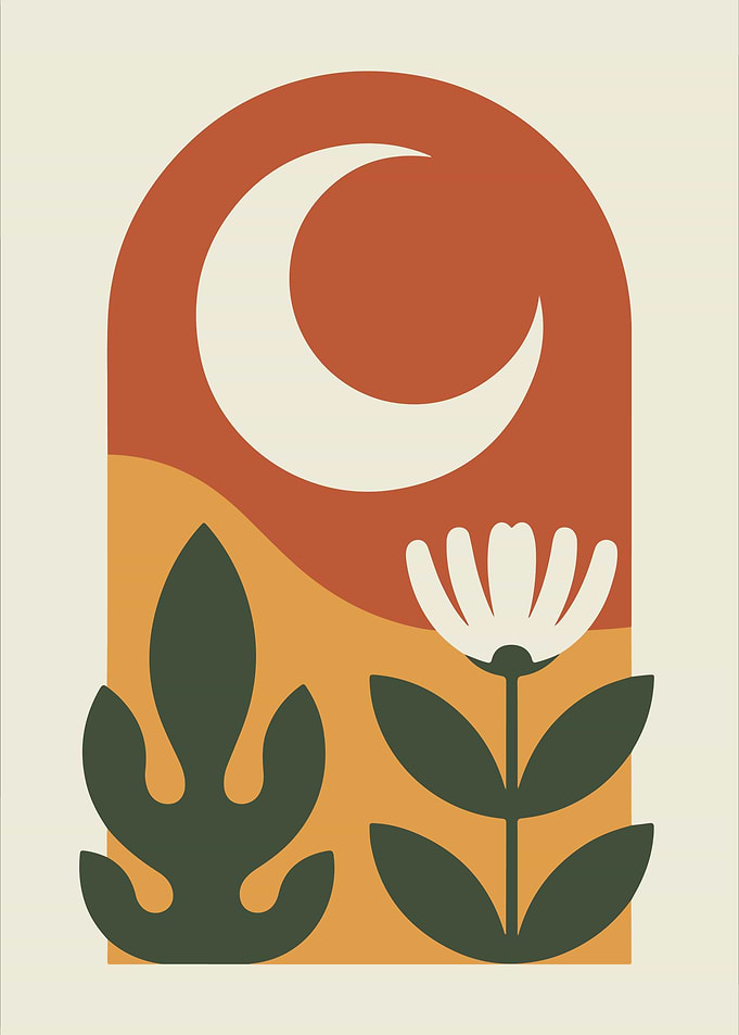 Minimalist Floral Moon Art Print