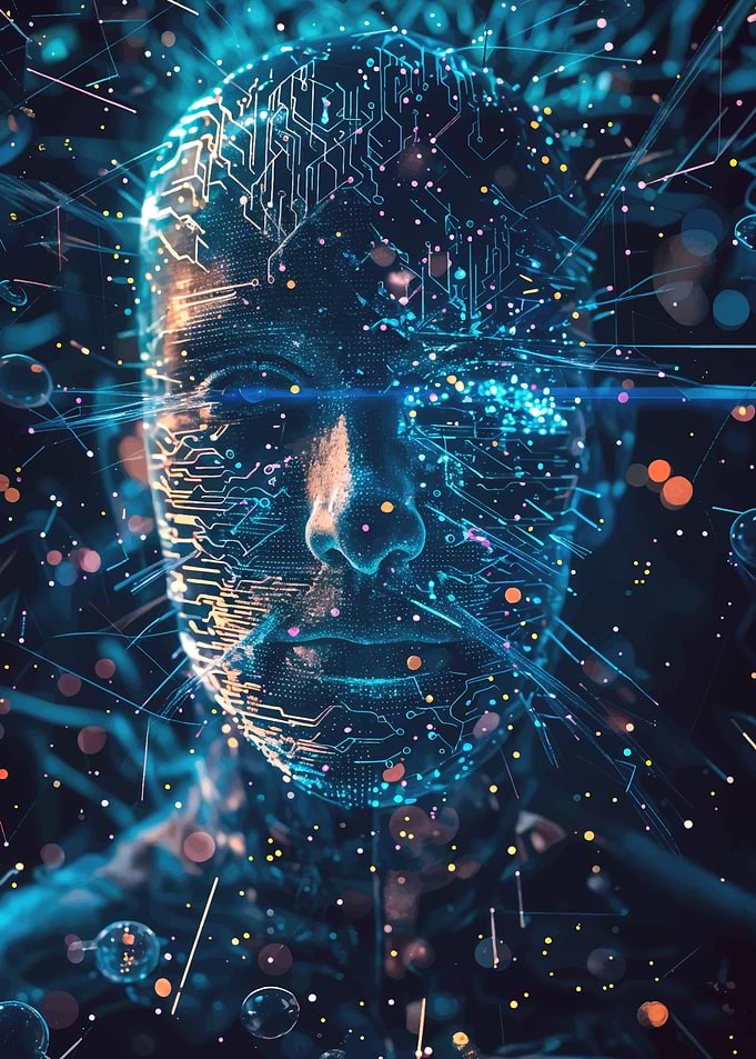 Digital Human Face with Circuitry