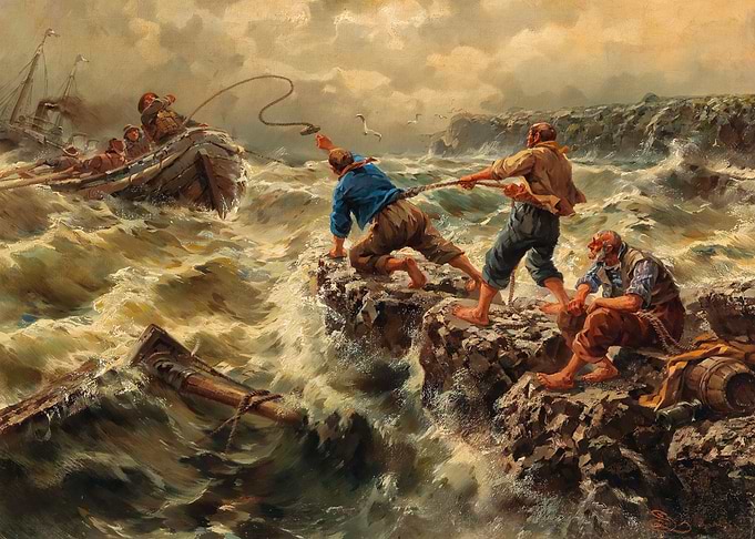 Stormy Seas Rescue Painting