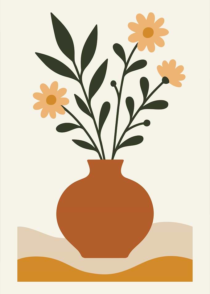 Minimalist Floral Vase Still Life