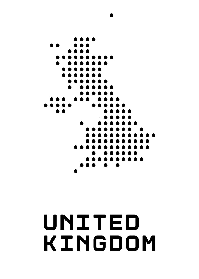 United Kingdom Map Black Dots