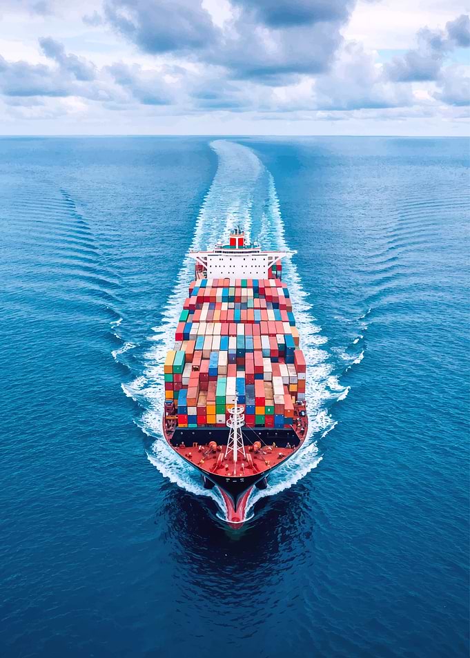Container Ship on the Open Ocean