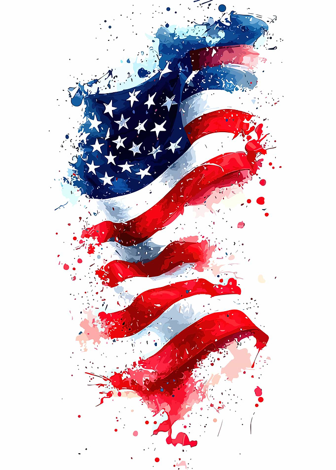 Watercolor American Flag