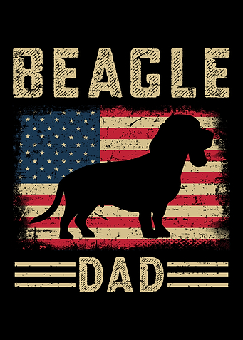 Beagle Dad American Flag Silhouette