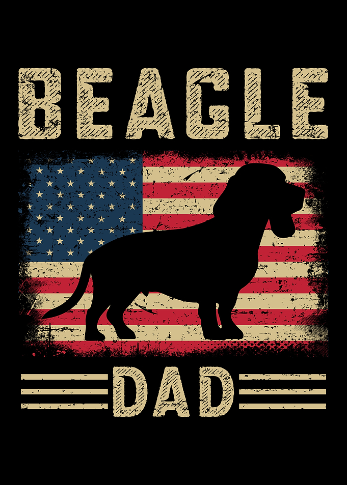 Beagle Dad American Flag Silhouette