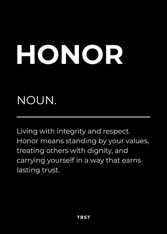 Honor – Minimalist Black & White Motivational Definition Wall Art