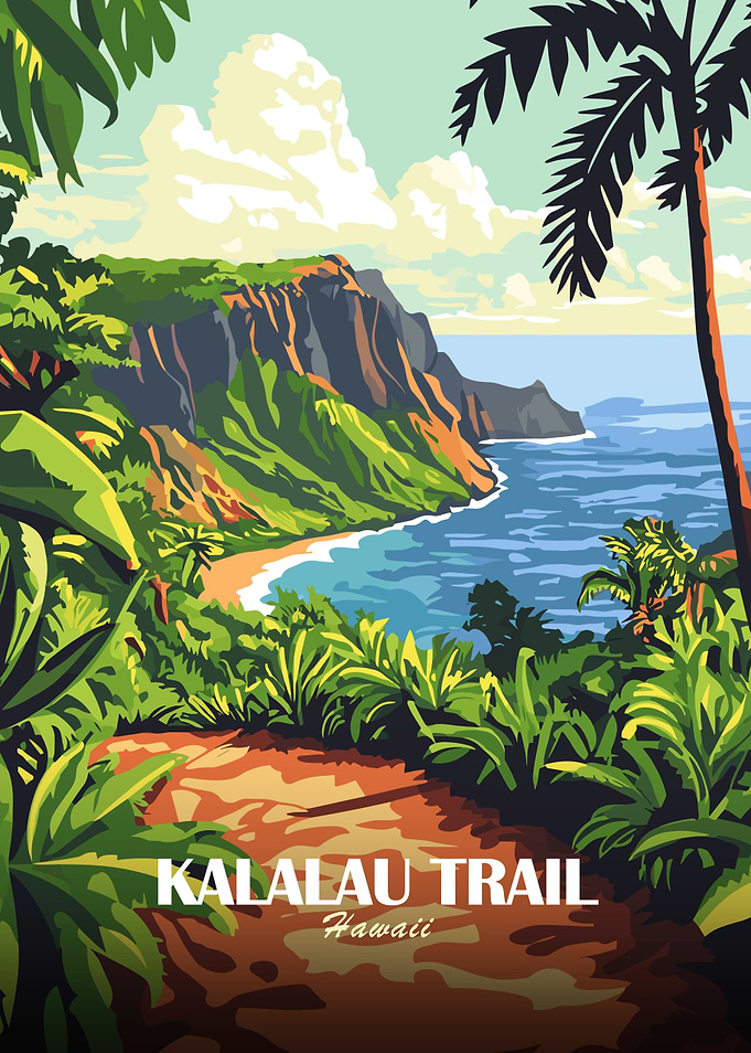 Kalalau Trail, Hawaii Travel Poster