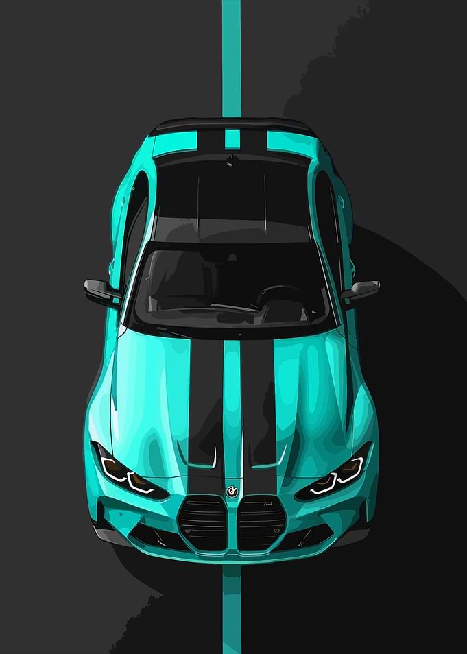 Teal BMW M3 Top View