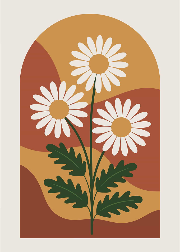 Daisy Flower Illustration with Abstract Background