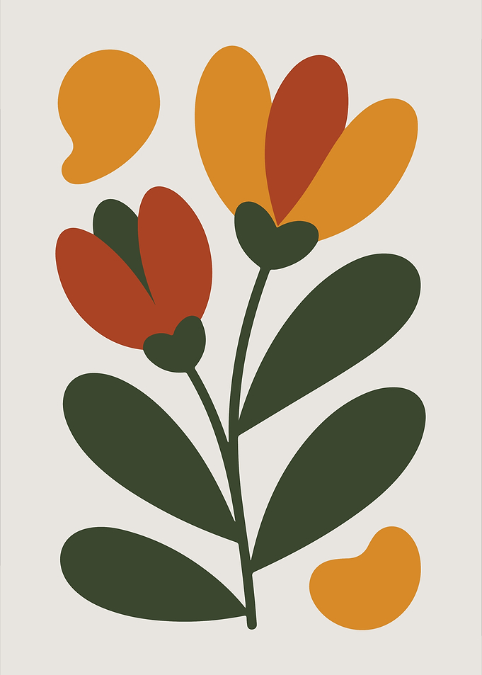 Abstract Floral Illustration with Warm Tones