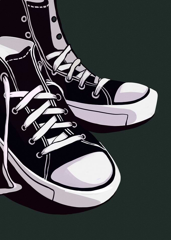 Black and White High-Top Sneakers