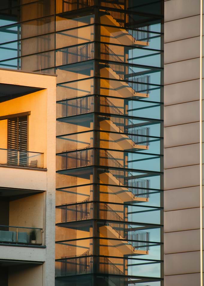 Modern Building with Glass Staircase