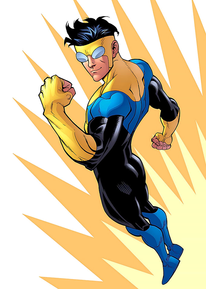 Invincible superhero in flight pose