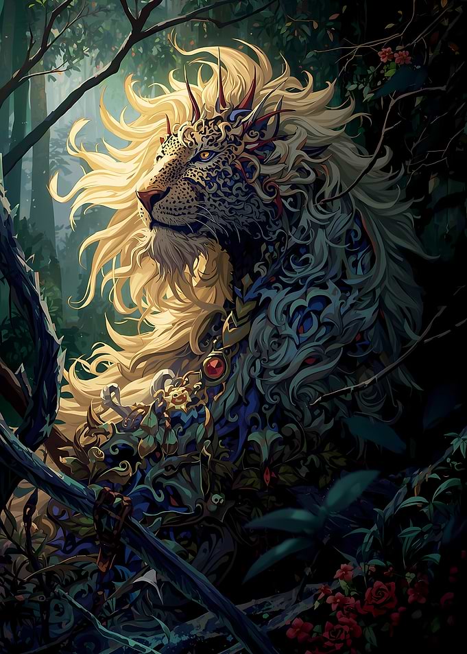 Fantasy Leopard Creature in Forest