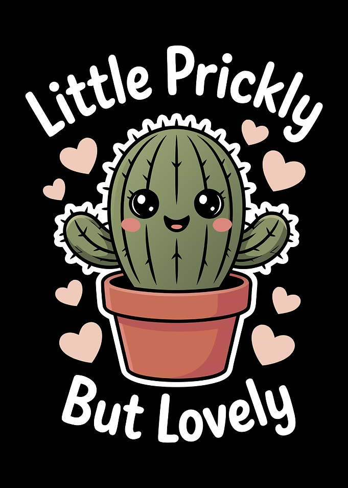 Little Prickly But Lovely Cactus Cartoon
