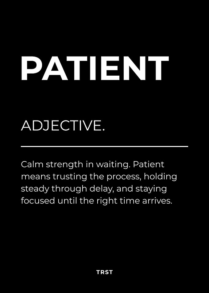 Patient – Minimalist Black & White Motivational Definition Wall Art