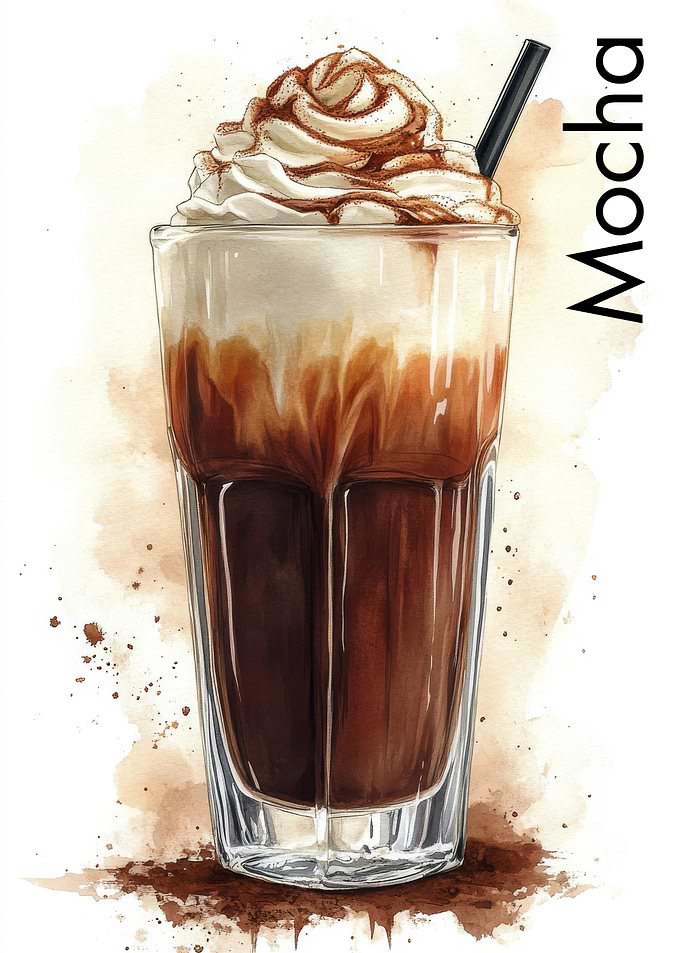 Mocha Drink Watercolor Illustration | Coffee Poster