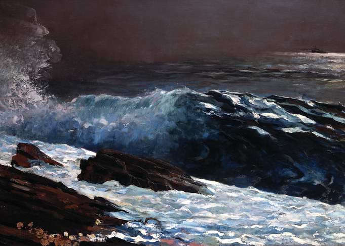 Seascape Painting with Crashing Waves