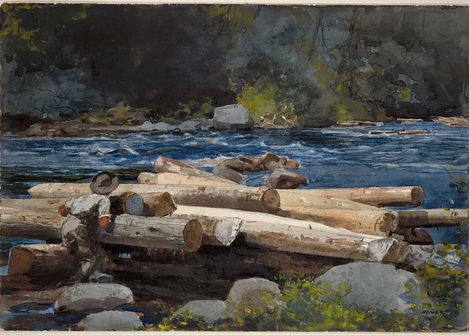 Boy on Logs by Winslow Homer