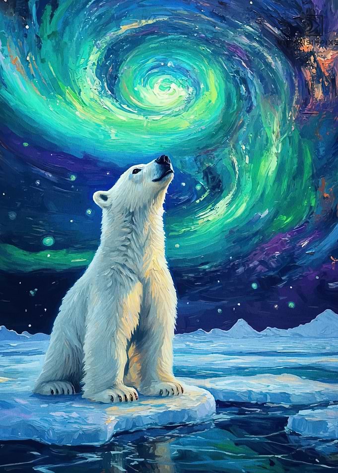 Polar Bear Aurora Borealis