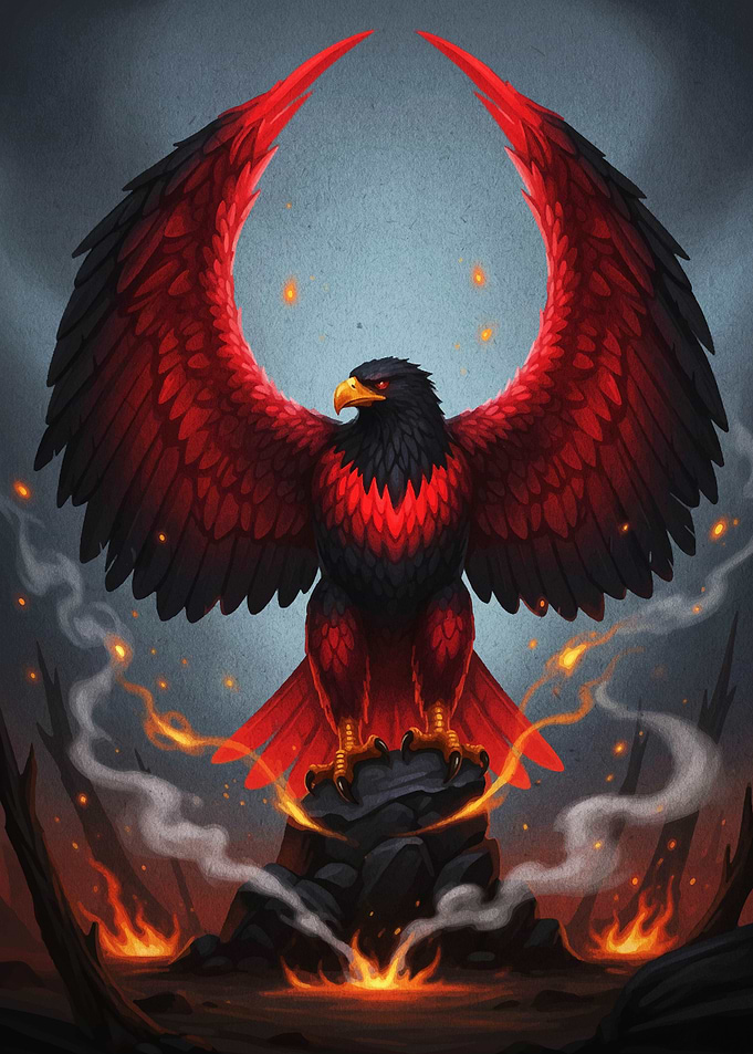 Red and Black Eagle Digital Art