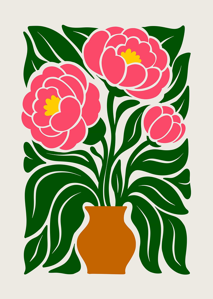 Floral arrangement in vase, graphic style