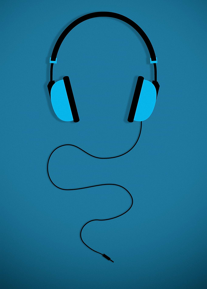 Blue Headphones Minimalist Art