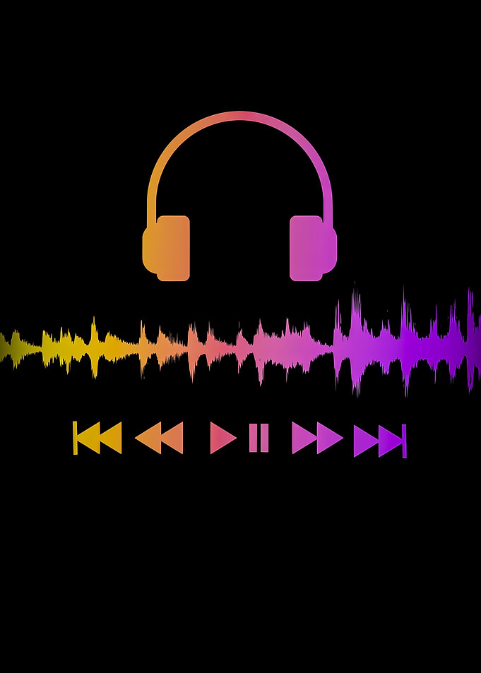 Music Player Interface with Headphones