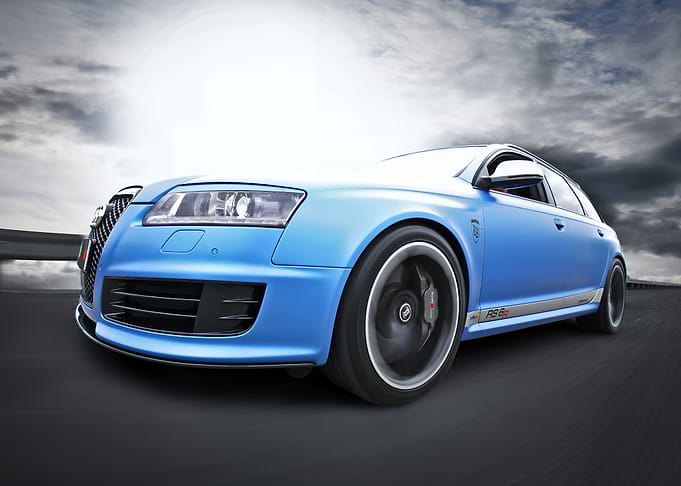 Blue Audi RS6 on the Road