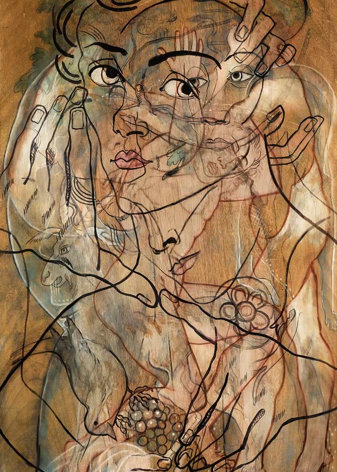Abstract Portrait with Hands and Grapes by francic picabia