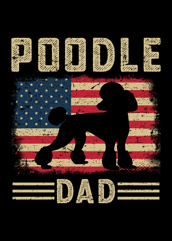 Poodle Dad American Flag Graphic