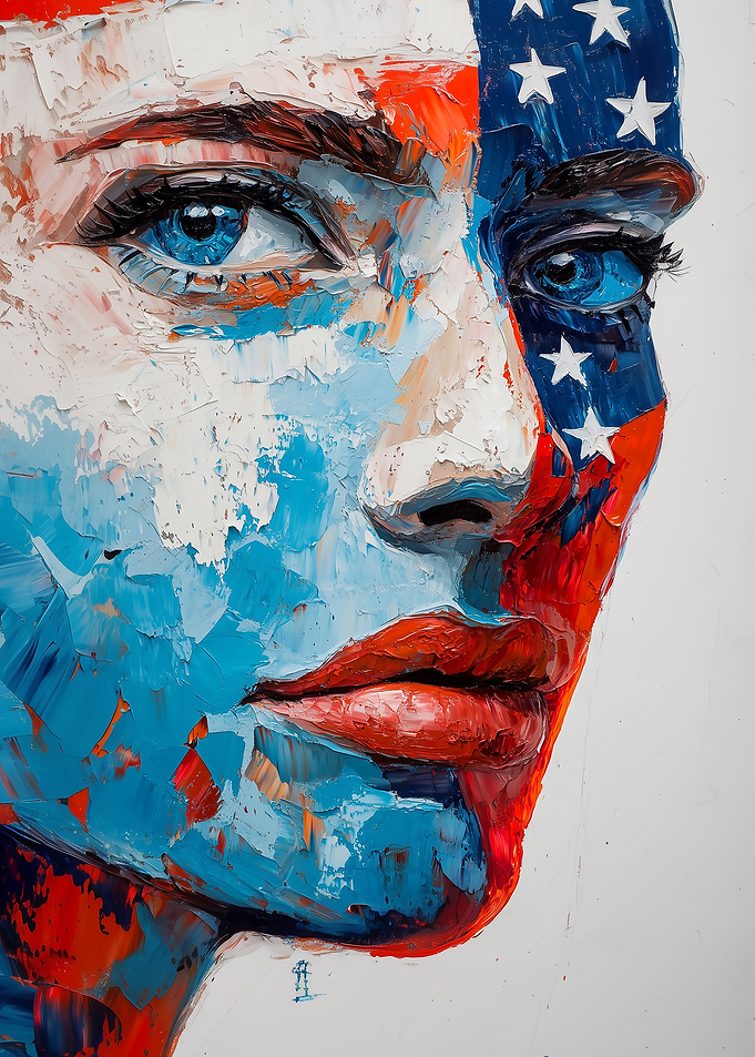 American Flag Color - Woman Portrait Painting
