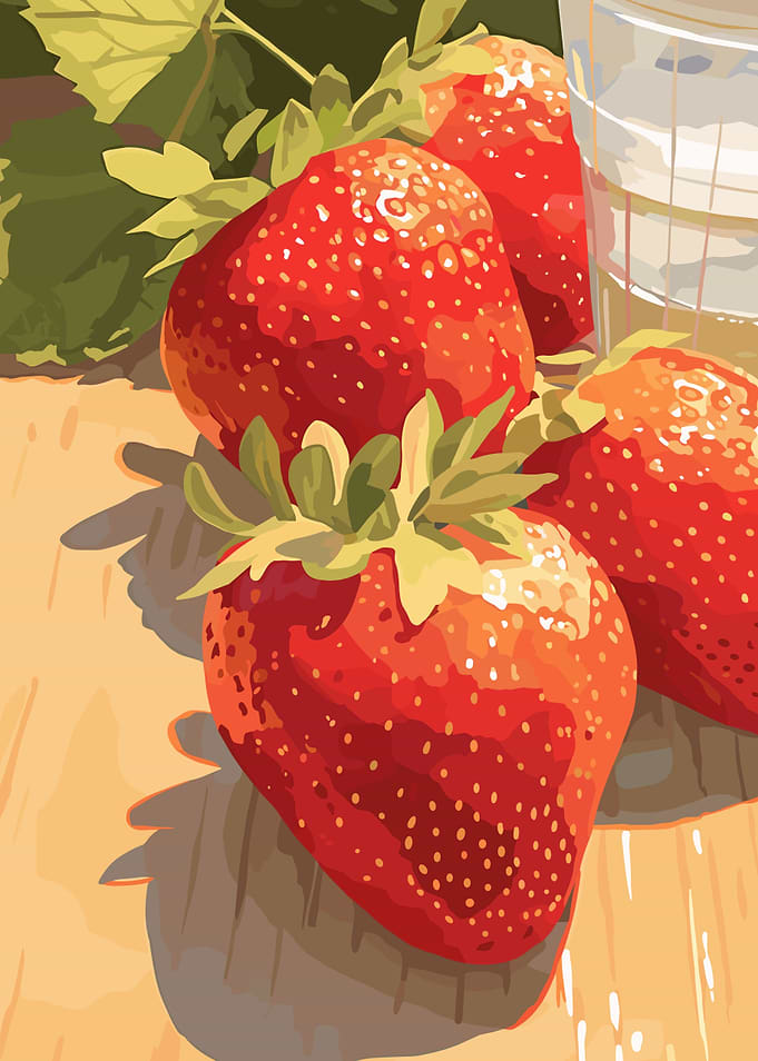 Fresh Strawberries Still Life Painting