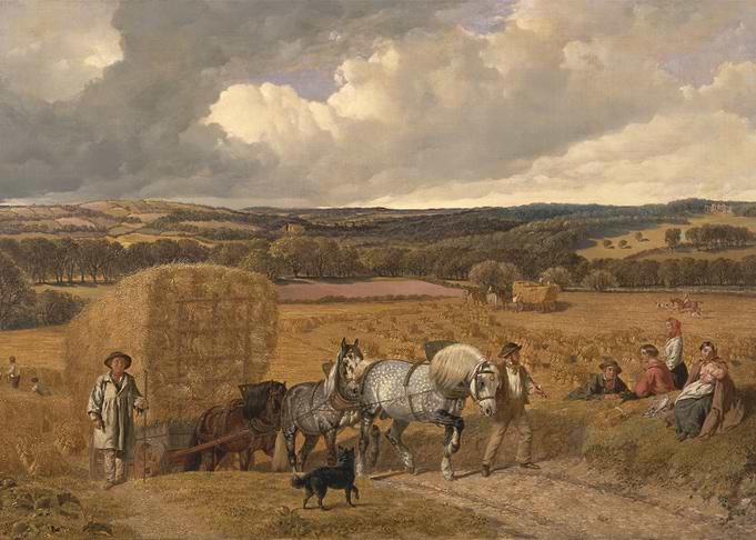 Hay Harvest Scene with Horses