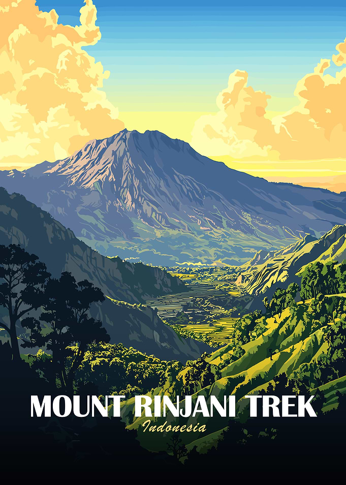 Mount Rinjani Trek Indonesia Landscape Art