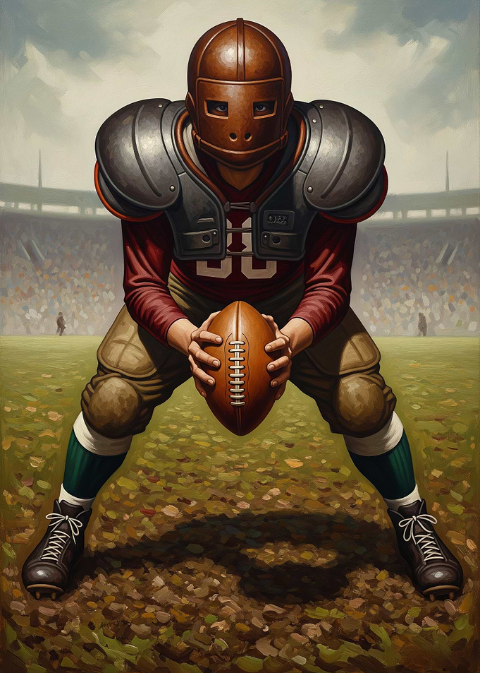 LA QUARTERBACK EN ARMURE (The Armored Quarterback) - Original Art Deco Artwork
