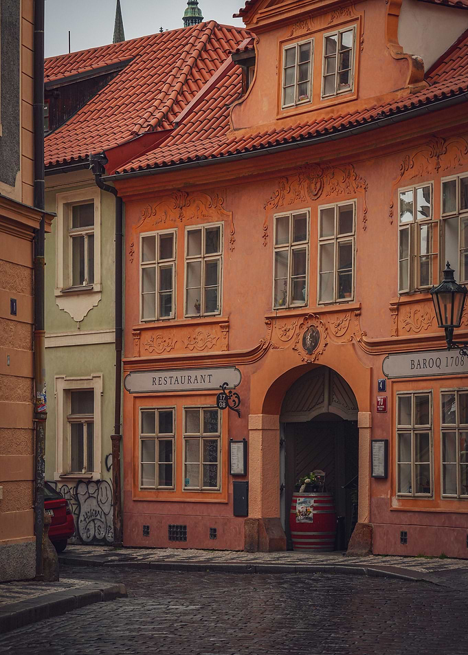 Charming European Restaurant Exterior