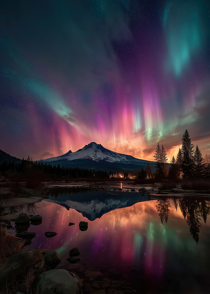Aurora Borealis over Mountain Hood