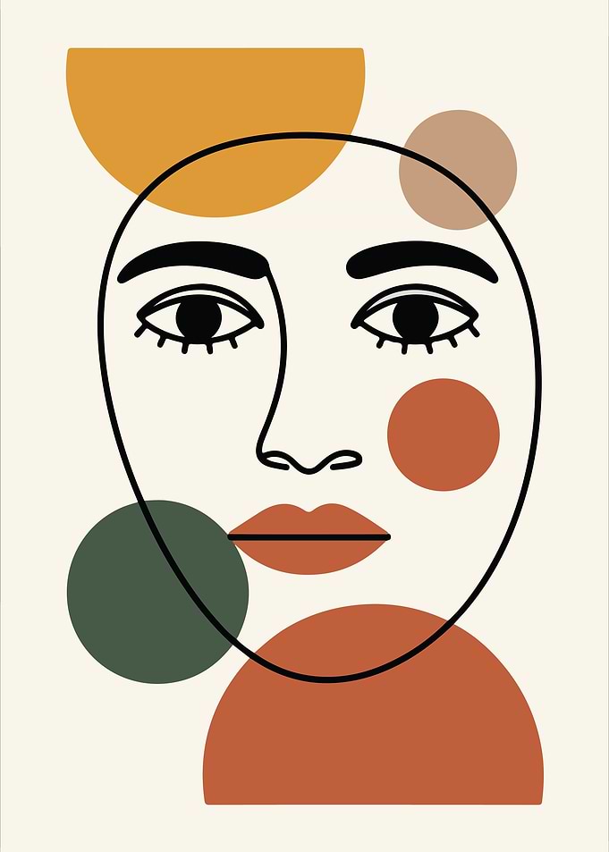 Abstract Face with Geometric Shapes