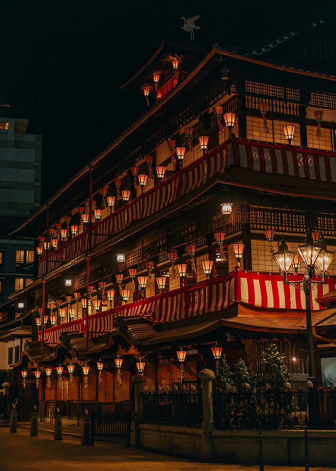 Dogo Onsen by night, Japan