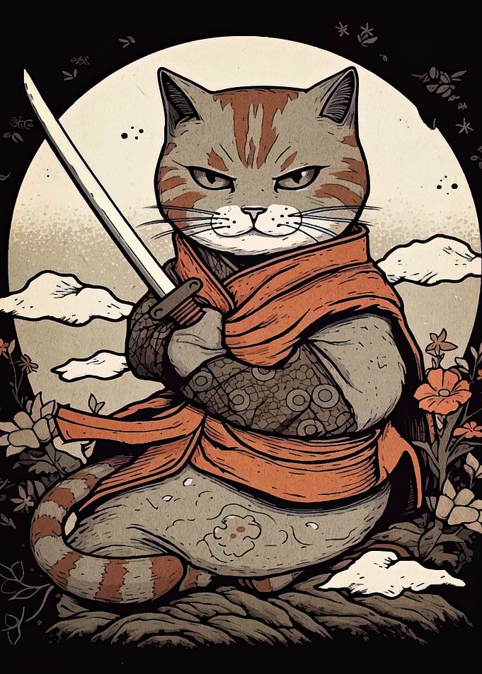 Samurai Cat with Sword
