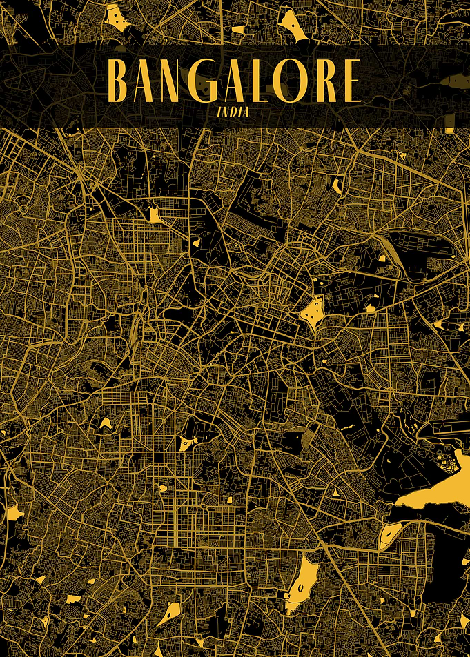 Bangalore Golden Map Art