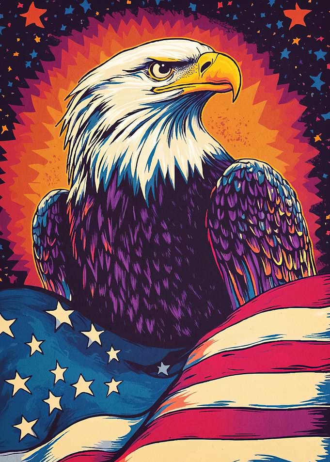American Eagle and Flag