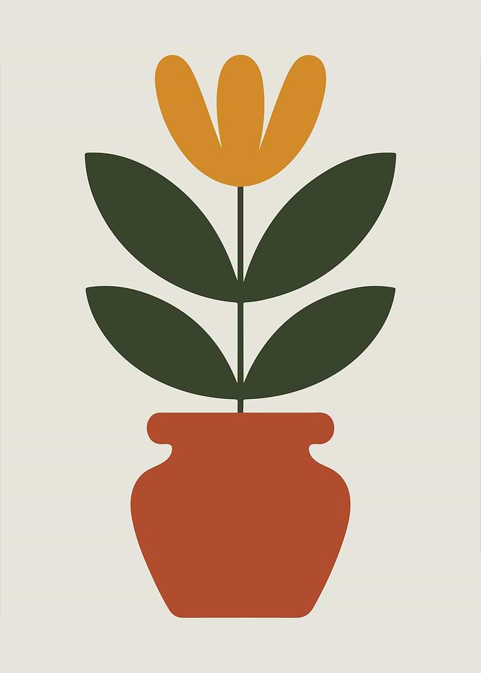 Minimalist Flower in Pot Illustration