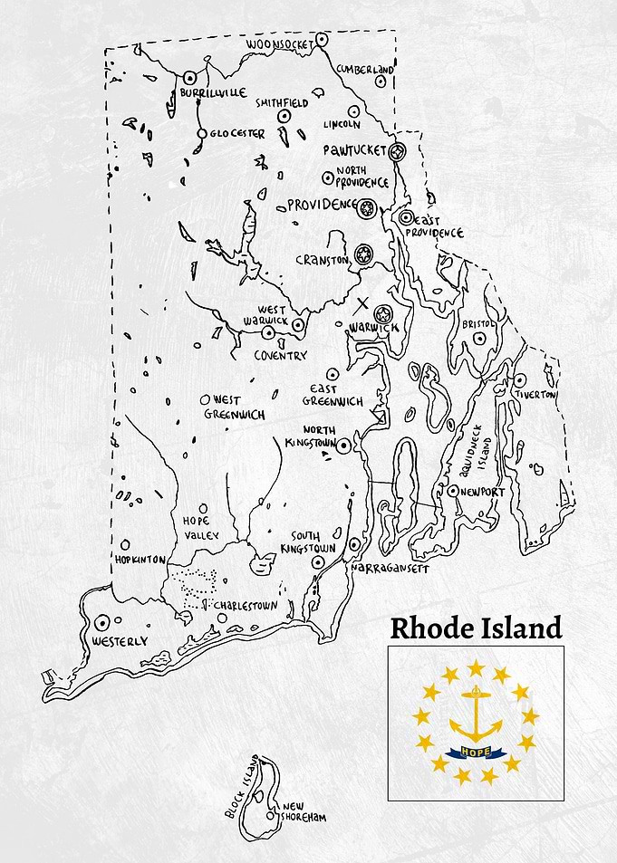 Hand Drawn Map of Rhode Island