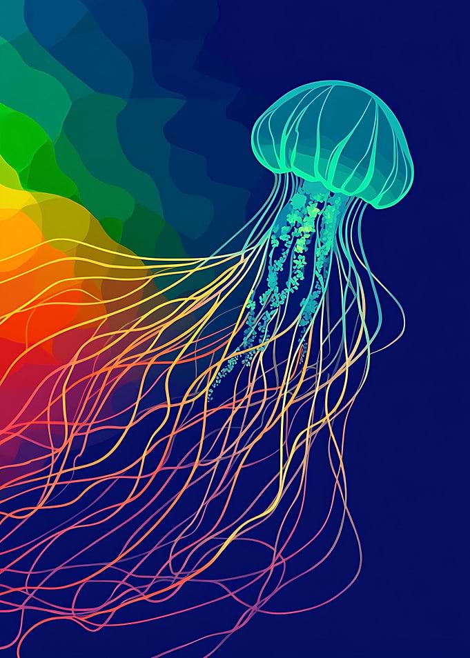 Minimalist Abstract Jellyfish Illustration