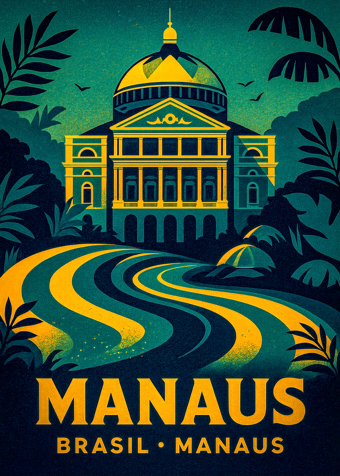Manaus Brazil Travel Poster Art